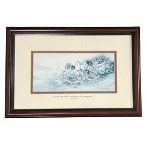 Barbara Krupp Vintage Framed Art Print Great Is the Lord Psalm 48:1 Christian